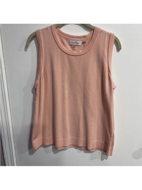Calvin Klein Soft Pink Ribbed-Trim Sleeveless Top